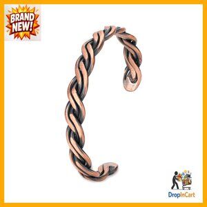 Handmade Copper Cuff Bracelet Elegant Adjustable Pain Relief Twisted Wire